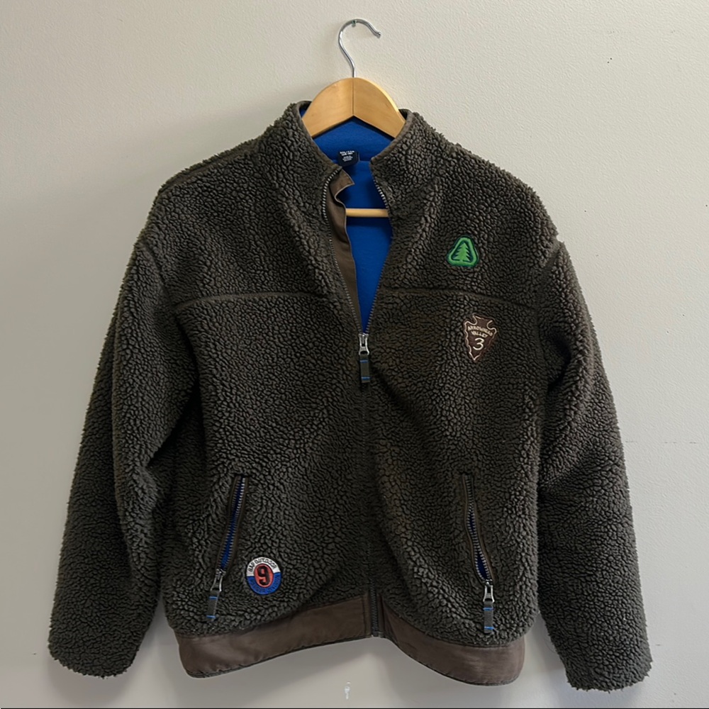 Brown Fleece Jacket with Patches